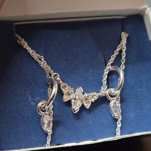 AVON Marquise CZ Necklace & Earrings Gift Set | Silver Tone | NWT in Box